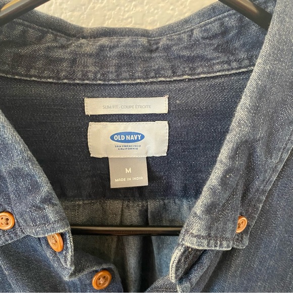 Old Navy Dark Blue Denim Slim Fit Shirt - Picture 4 of 4
